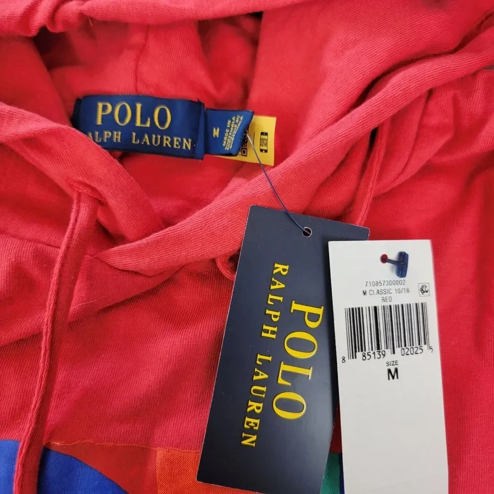 Polo Ralph Lauren Medium Rainbow Box Logo Jersey‎ Graphic T-Shirt Hoodie Red